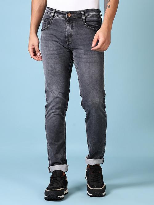 men mid rise plain slim fit jeans - 21651629 - Standard Image - 0