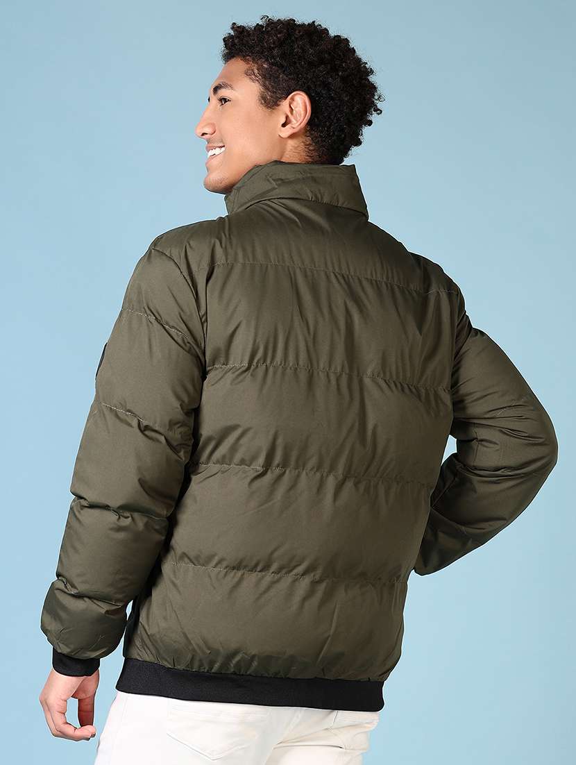 men solid stand collar long sleeve puffer jacket - 21651645 -  Standard Image - 2