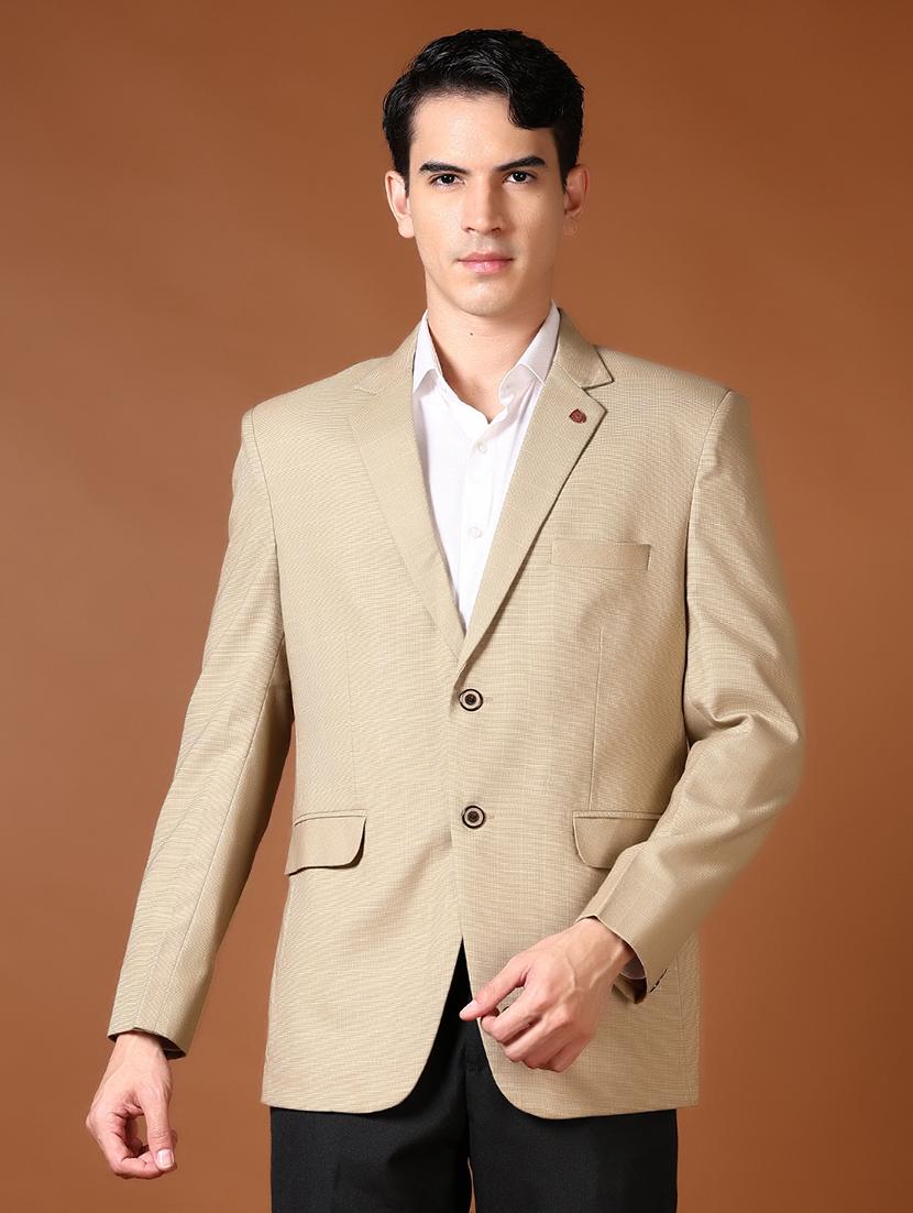 men lapel collar solid single breasted formal blazer - 21651667 -  Zoom Image - 0