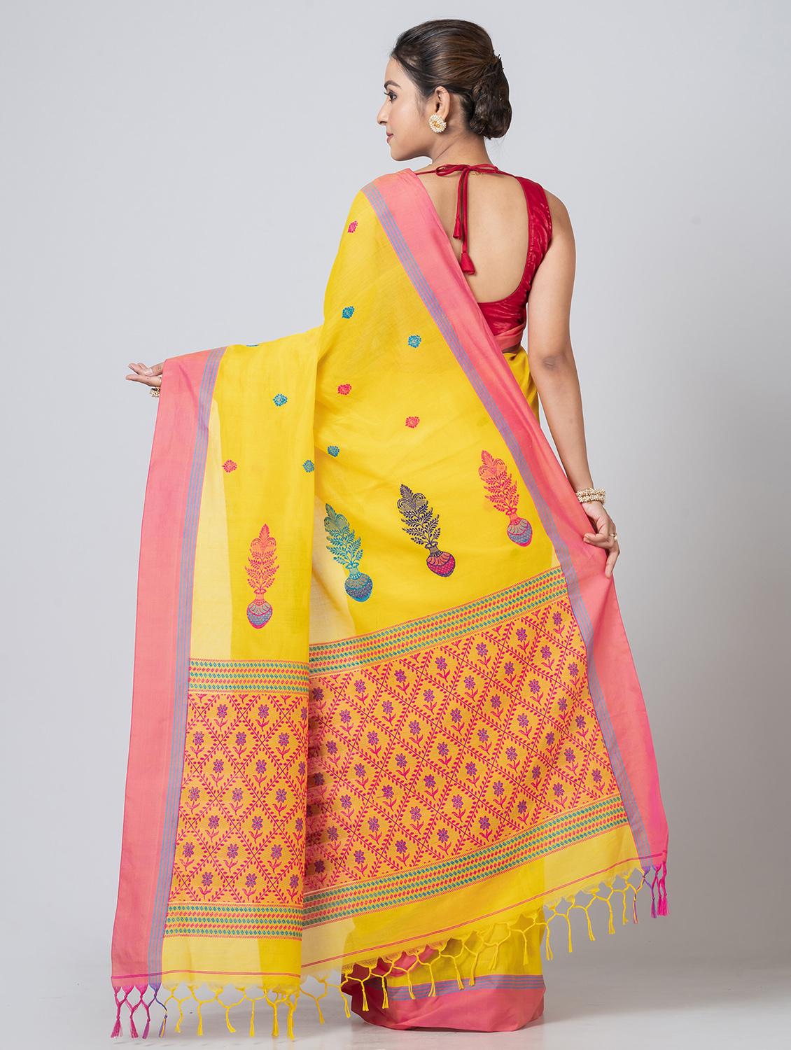 women yellow printed saree with blouse - 21651713 - Standard Image - 2
