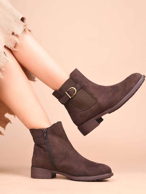 women brown solid ankle  boots - 21651872 -  Standard Image - 0
