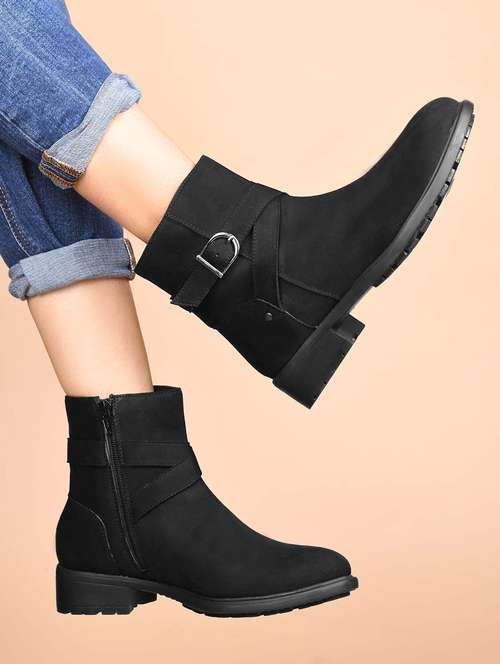 women black solid ankle boots - 21651875 -  Standard Image - 0