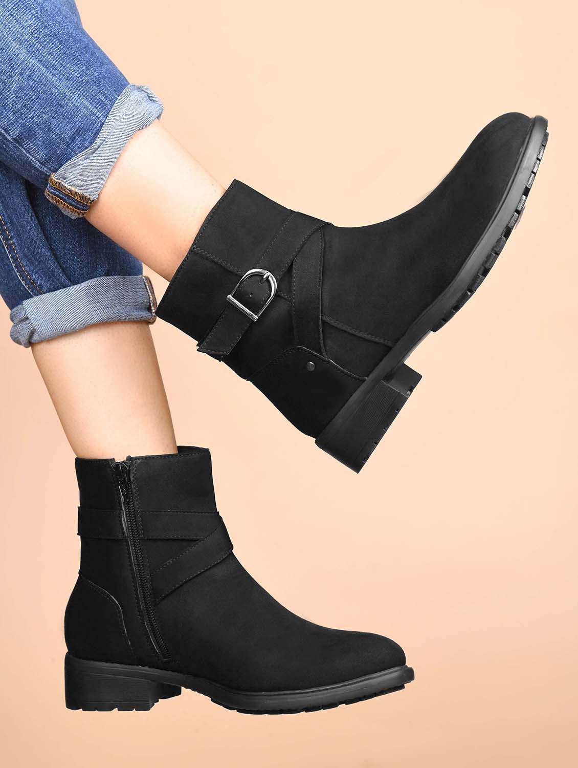 women black solid ankle boots - 21651875 -  Zoom Image - 0