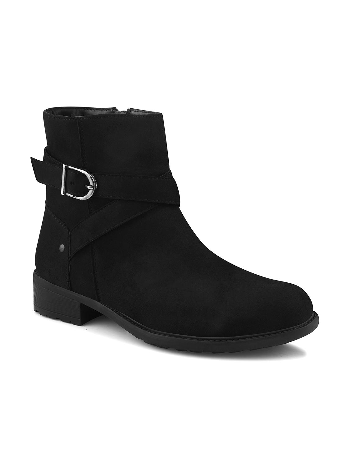 women black solid ankle boots - 21651875 - Standard Image - 2