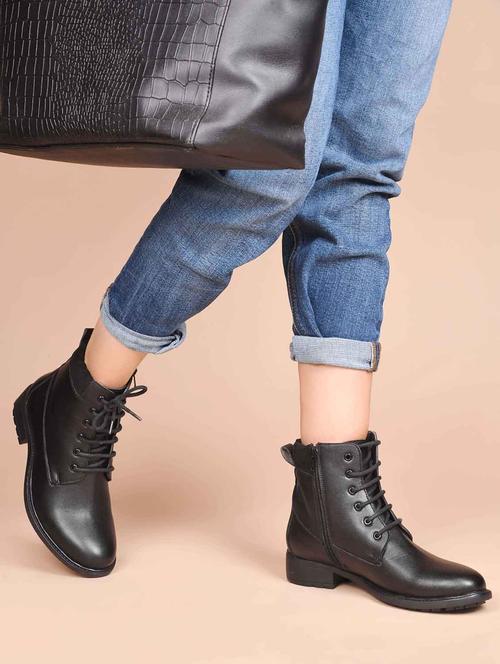 women black solid ankle boots - 21651879 -  Standard Image - 0