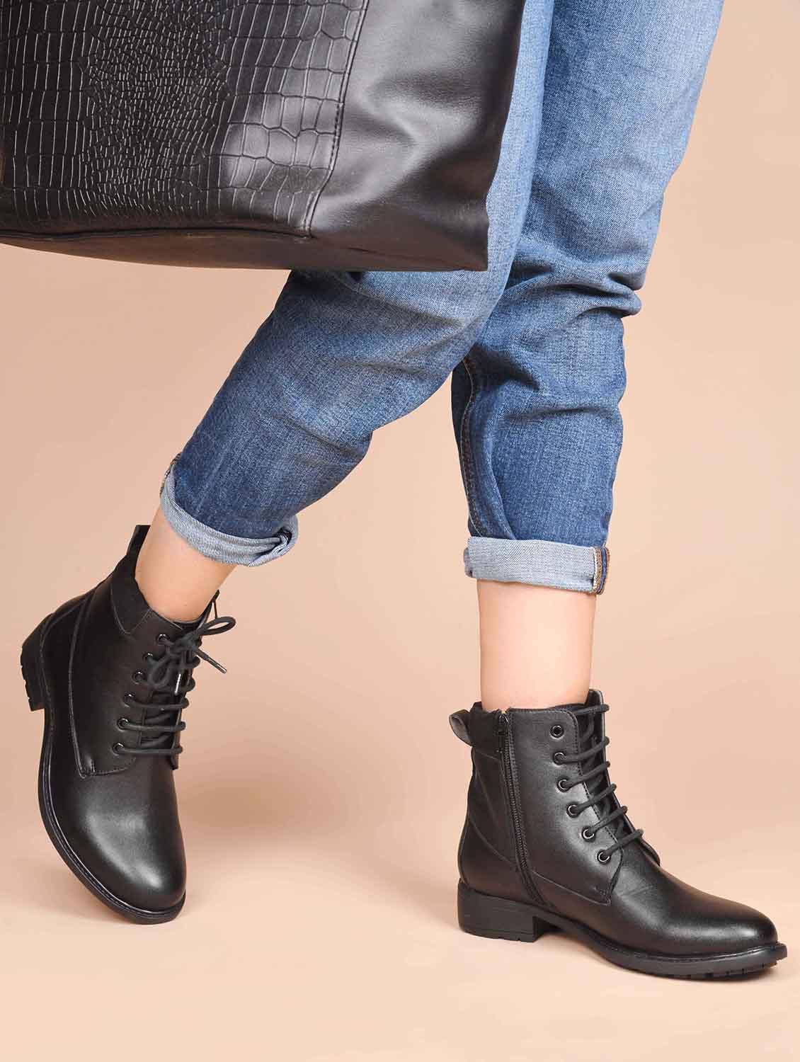 women black solid ankle boots - 21651879 -  Zoom Image - 0