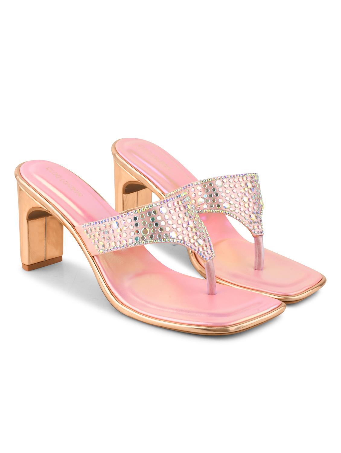 women pink block heel sandals - 21651881 - Standard Image - 2
