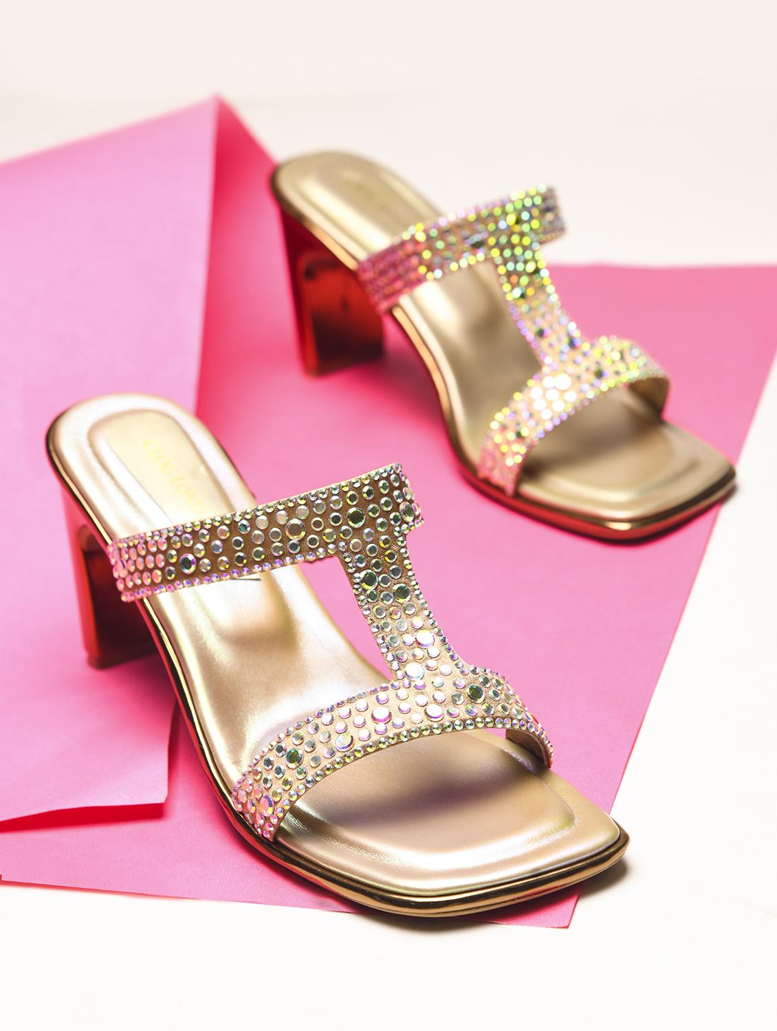 women gold block heel sandals - 21651883 -  Zoom Image - 0