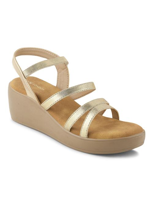 womenn gold back strap wedge - 21651887 -  Standard Image - 0