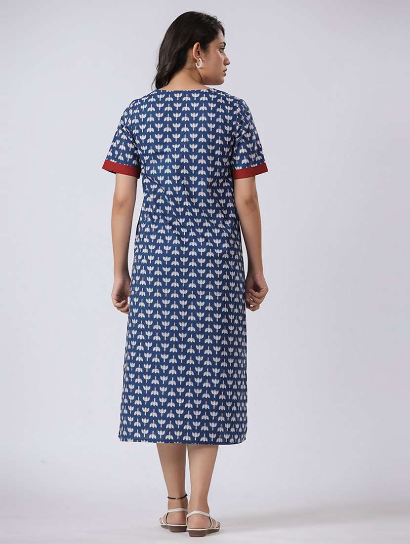 women printed short sleeves nighty - 21651939 -  Standard Image - 2