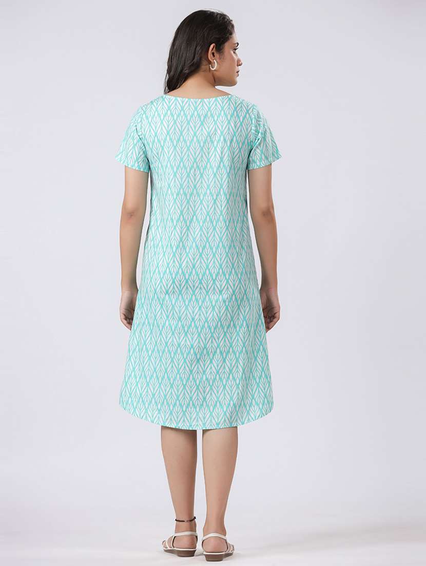 women printed short sleeves a-line dress - 21651940 -  Standard Image - 2