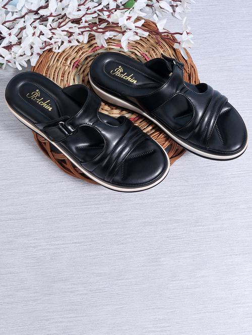 women black solid platform sandals - 21652557 - Standard Image - 0