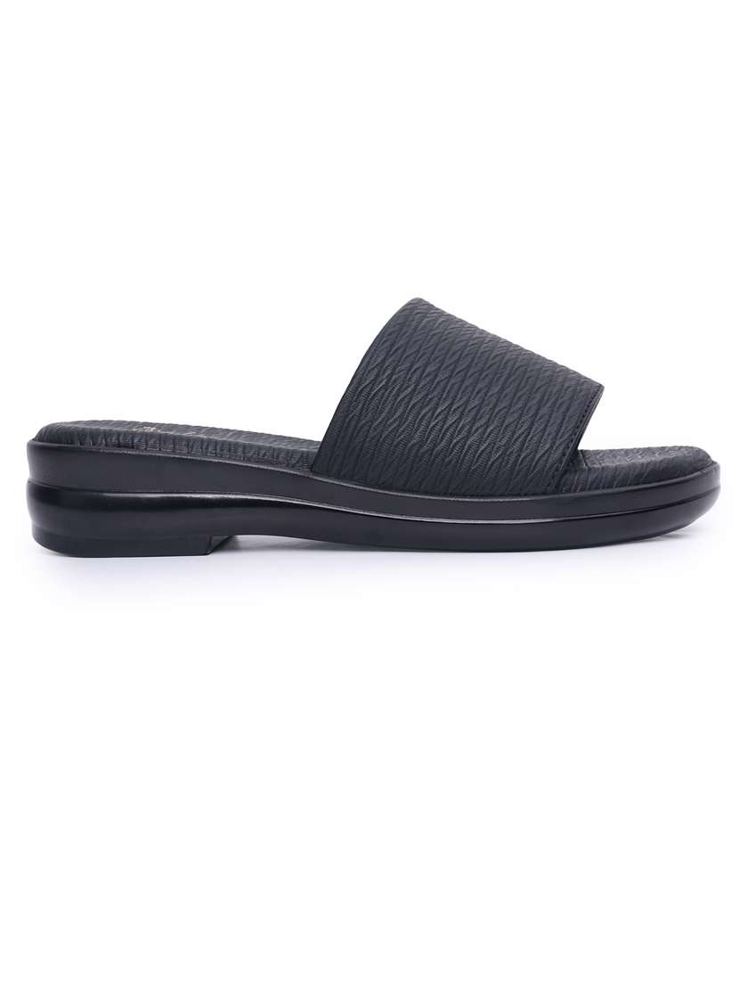women black textured slip on sandals - 21652570 -  Standard Image - 2