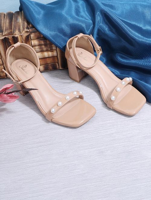 beige pu ankle strap sandals - 21652579 - Standard Image - 0