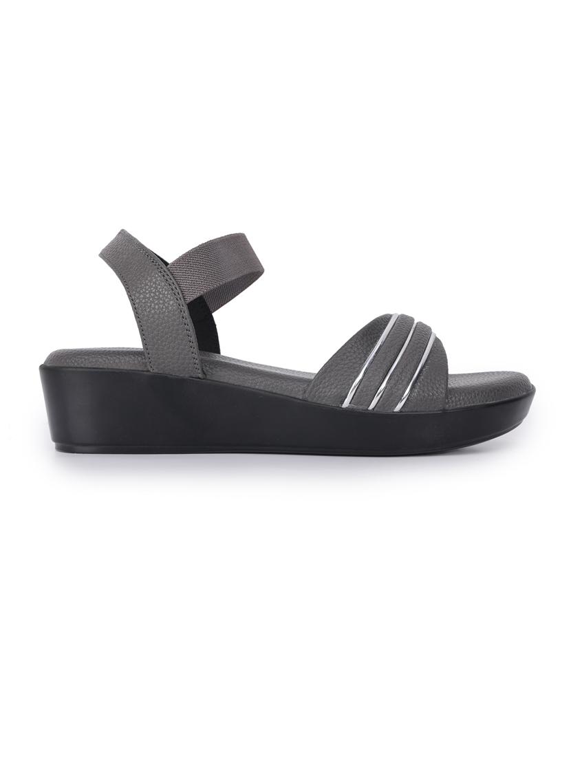 women grey back strap wedge - 21652661 - Standard Image - 2
