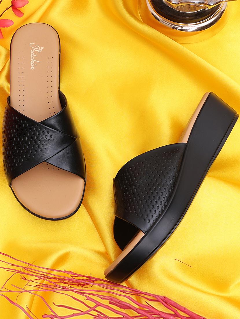 women black slip on wedge - 21652665 -  Zoom Image - 0