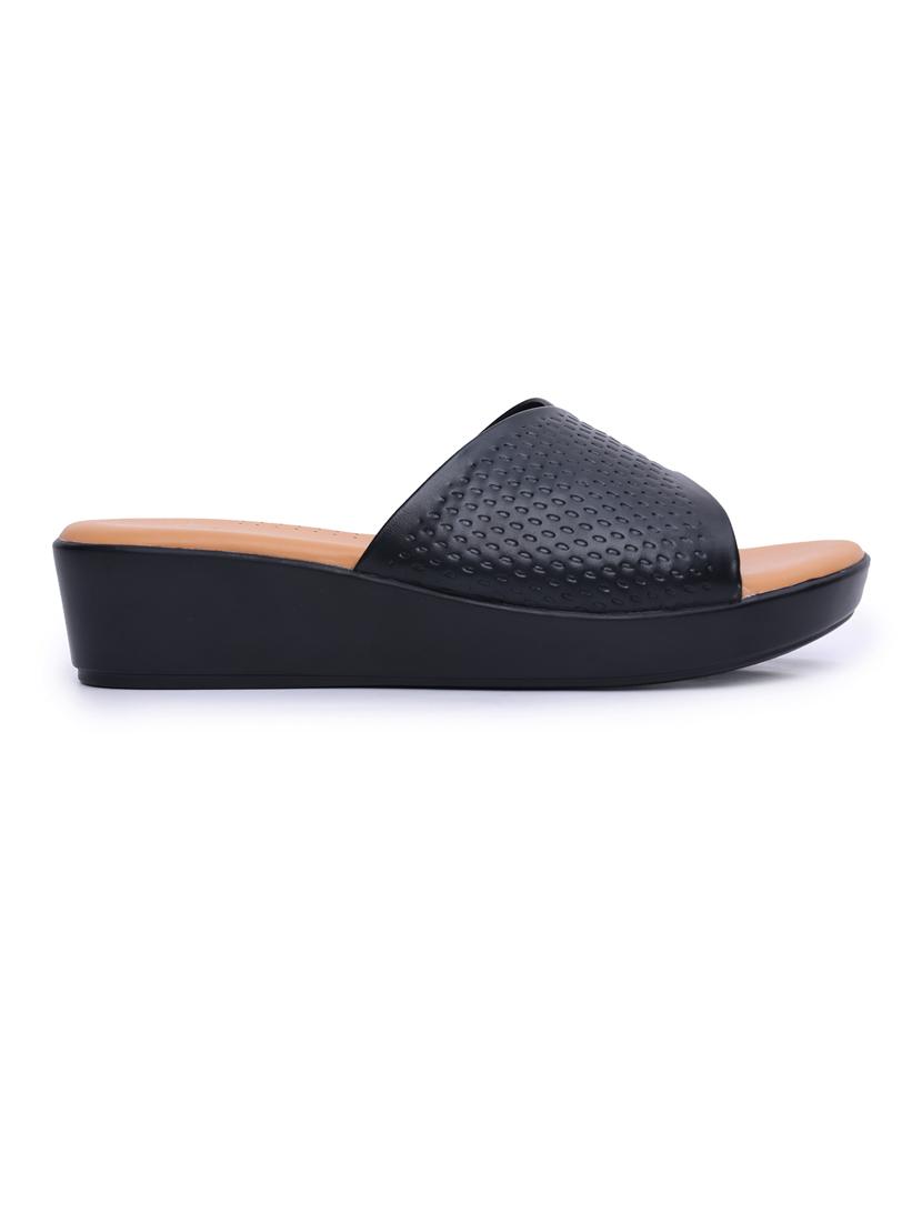women black slip on wedge - 21652665 - Standard Image - 2
