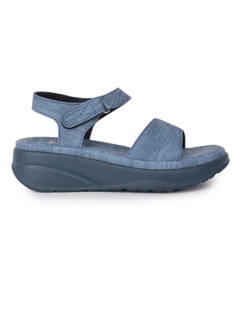 women blue back strap wedge - 21652681 - Standard Image - 2
