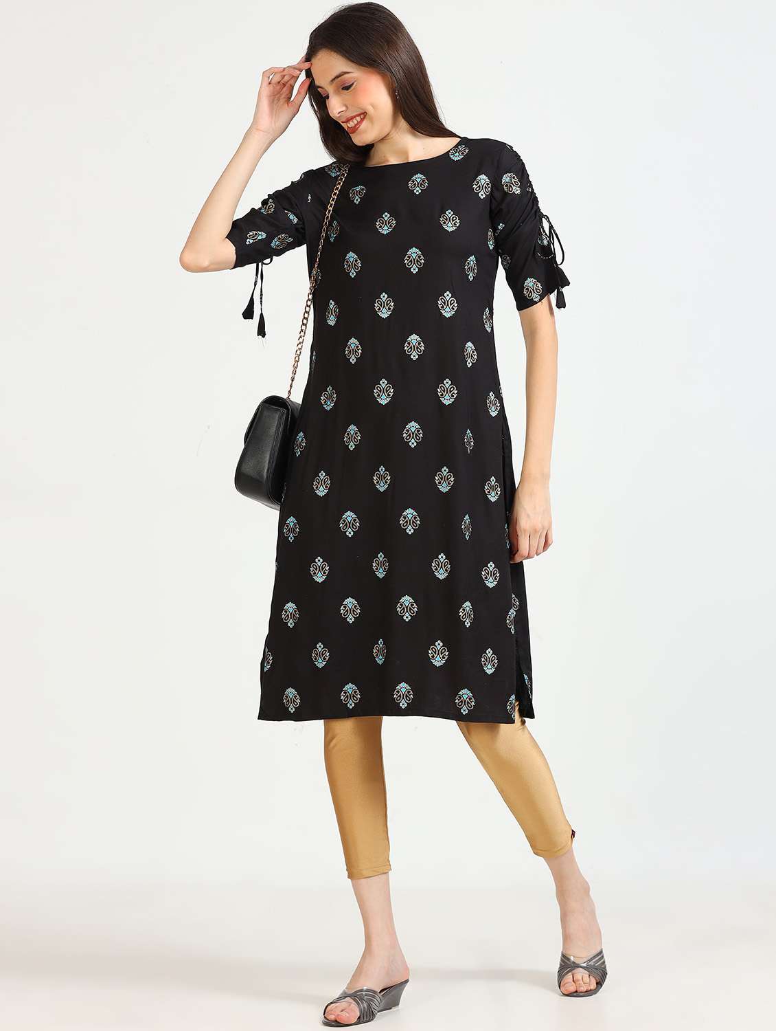 women printed straight kurta