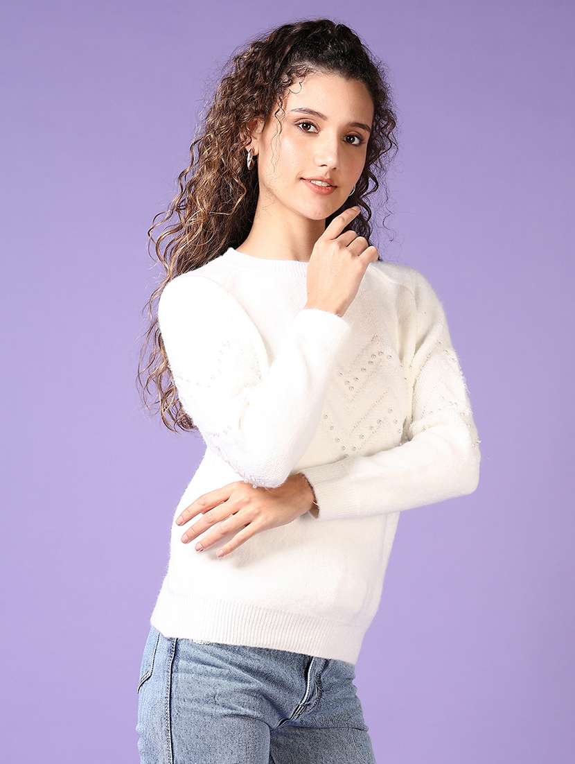 women solid long sleeve pullover - 21652810 -  Standard Image - 2