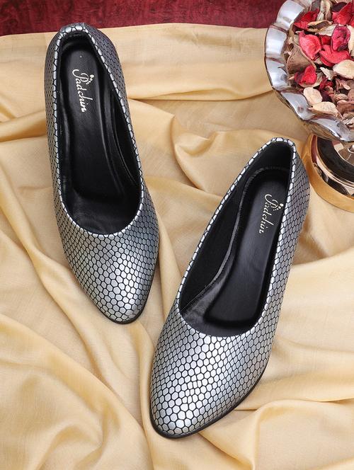 women silver block heel pump - 21652874 - Standard Image - 0