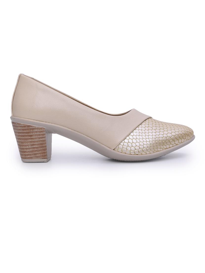 women beige block heel pump - 21652875 - Standard Image - 2