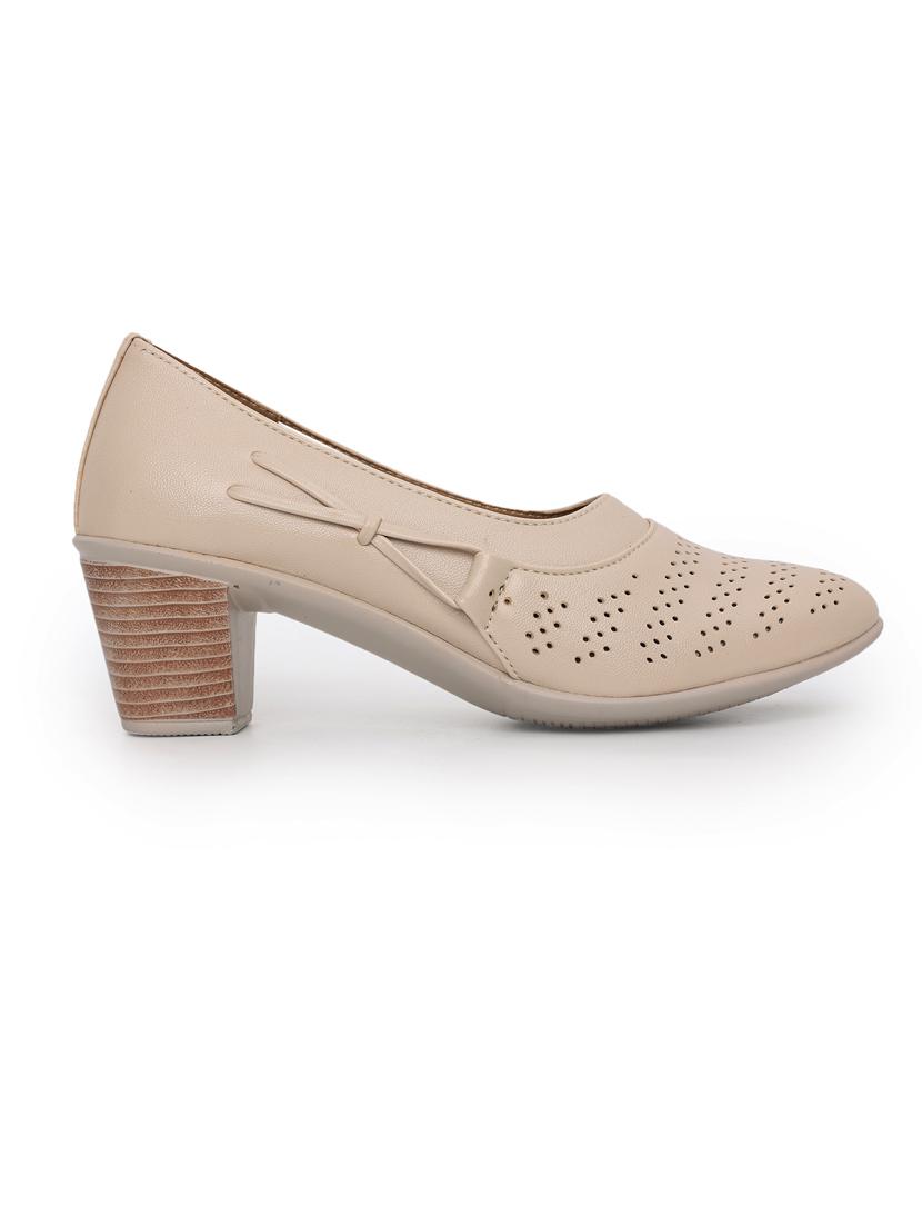 women cream cut work block heel pump - 21652880 - Standard Image - 2