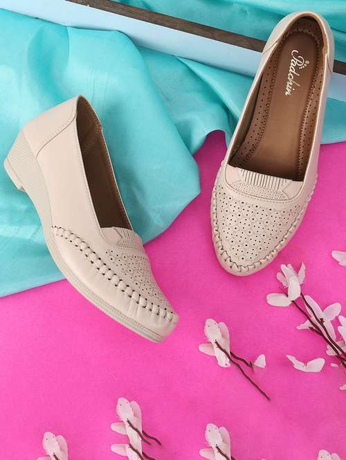 women cream cut work slip on loafer - 21652889 - Standard Image - 0