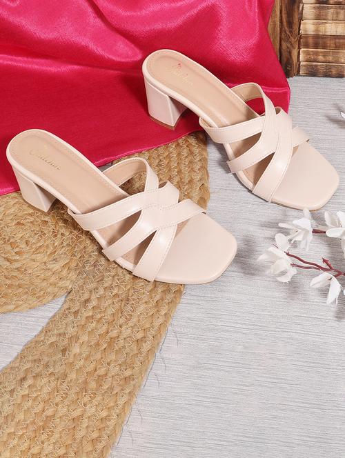 women cream solid block heel sandals - 21652898 -  Standard Image - 0
