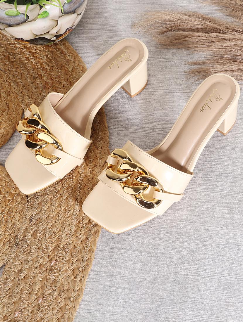  women embellished square toe block heel sandals - 21652903 -  Zoom Image - 0