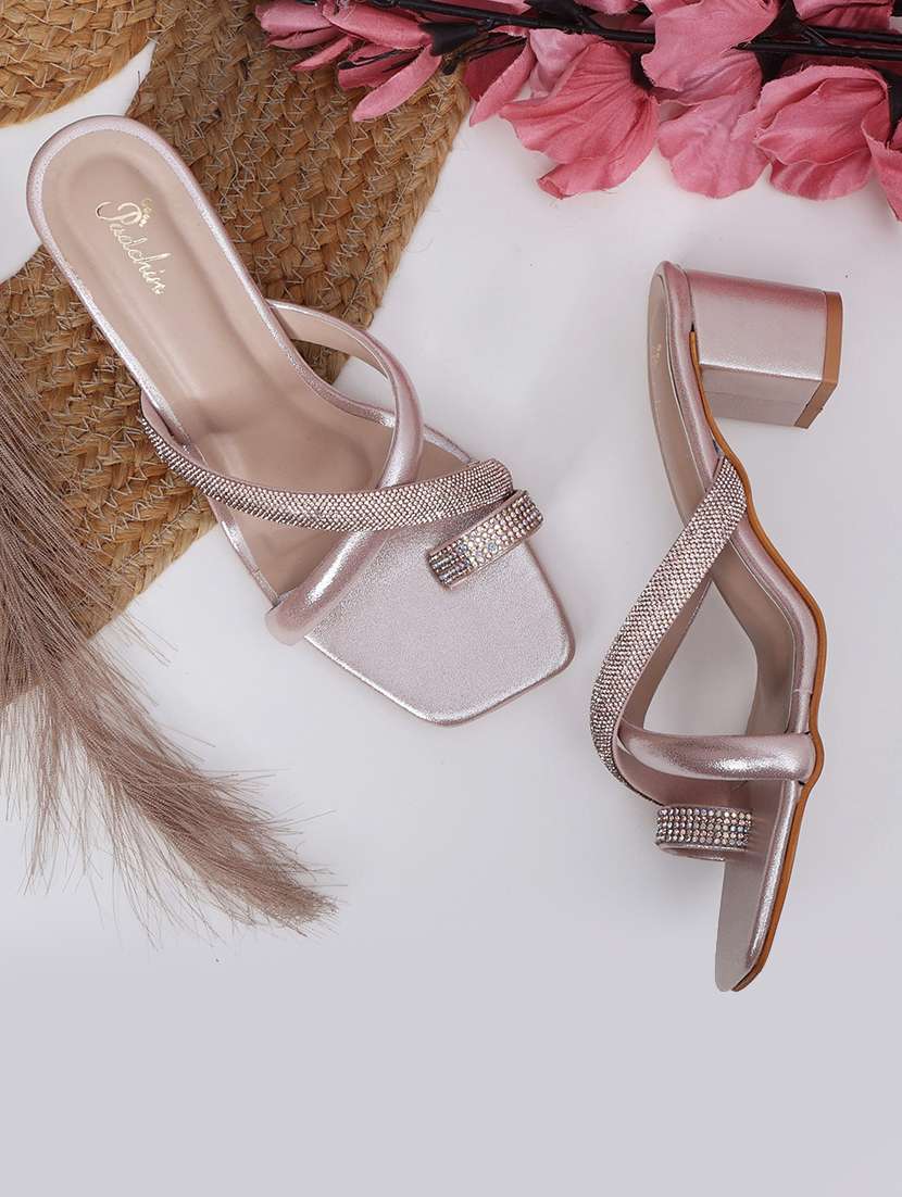 mauve pu slip on sandals