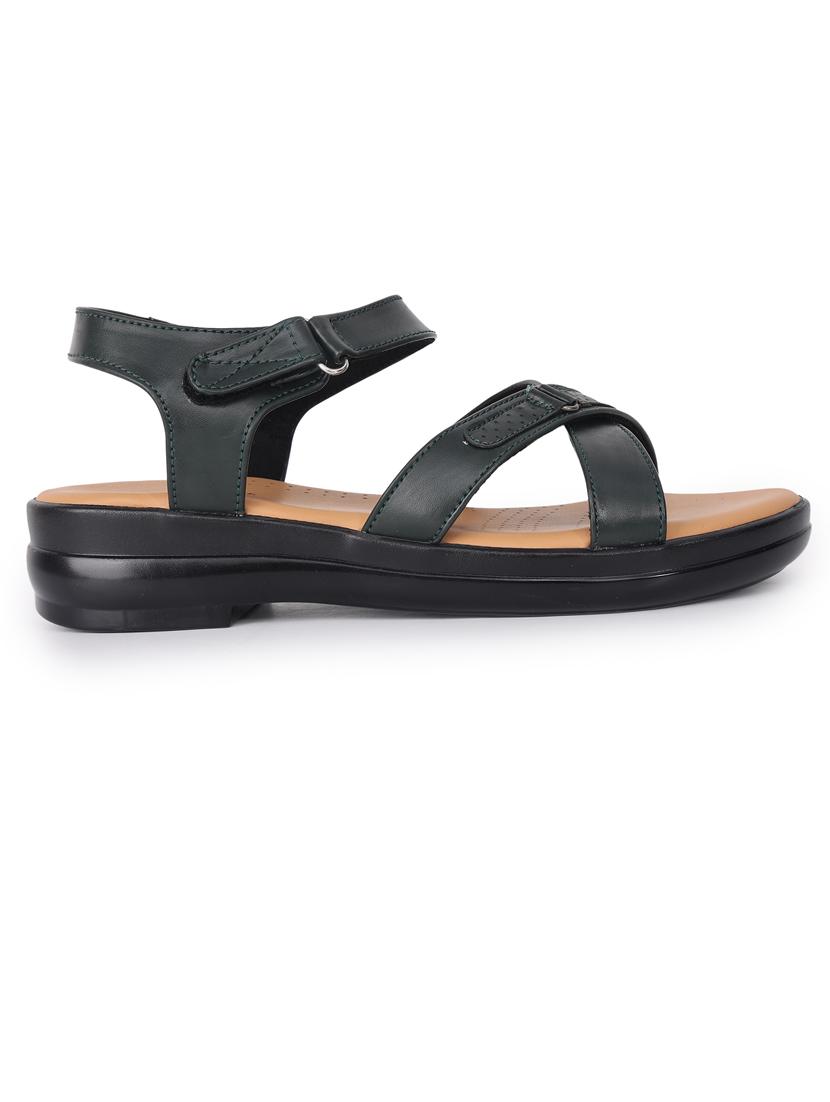 women black solid ankle strap sandal - 21652909 - Standard Image - 2
