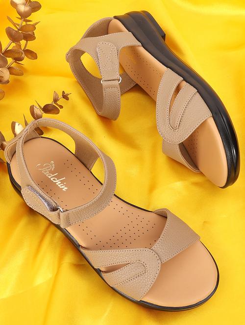 women beige solid ankle strap sandal - 21652911 - Standard Image - 0