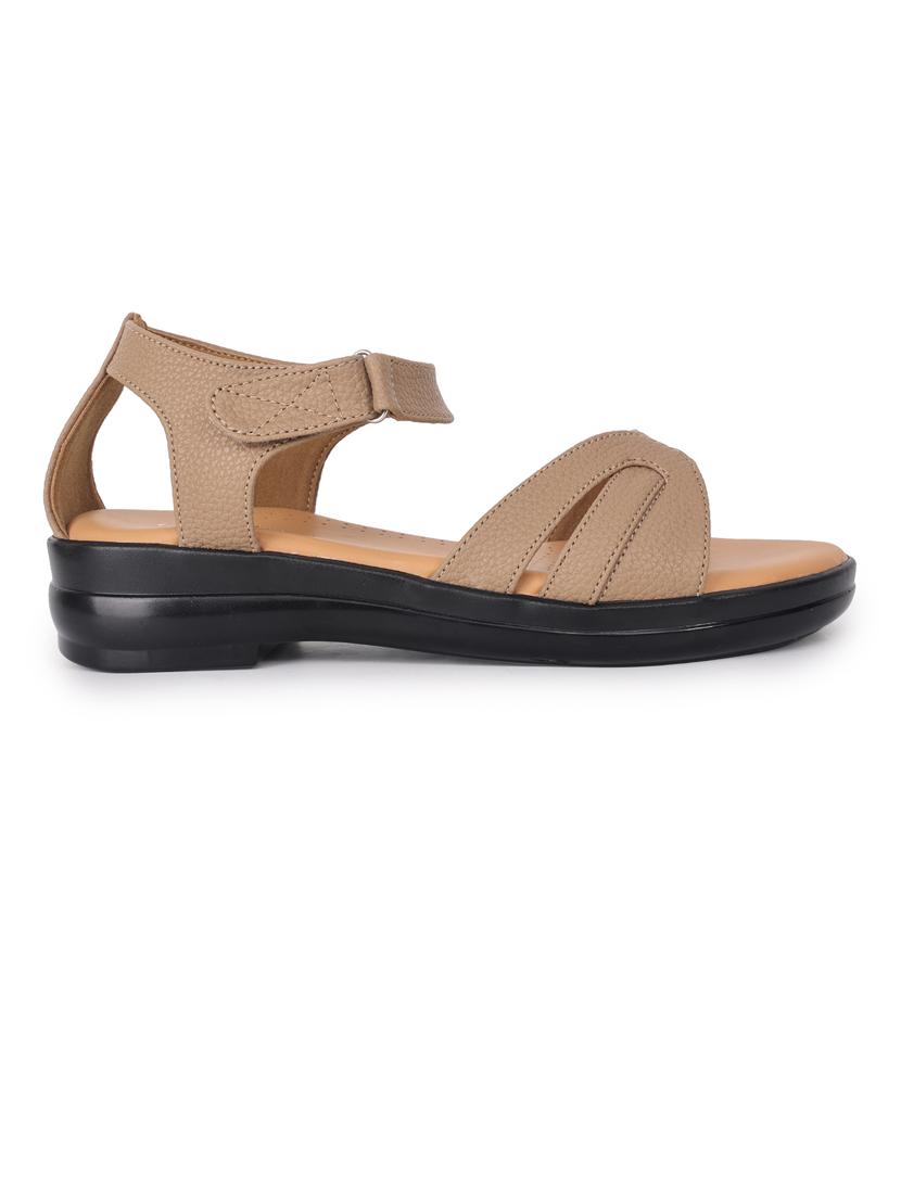 women beige solid ankle strap sandal - 21652911 - Standard Image - 2