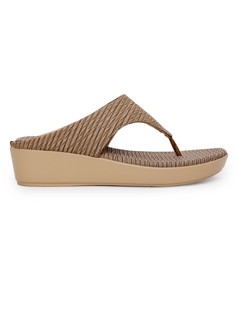 women beige textured t-strap wedge - 21652923 - Standard Image - 2