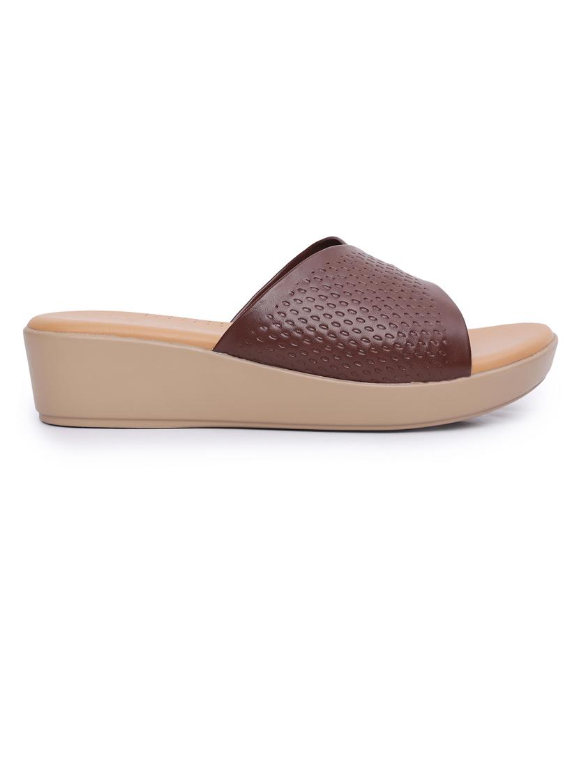 women brown textured slip on wedge - 21652929 - Standard Image - 2
