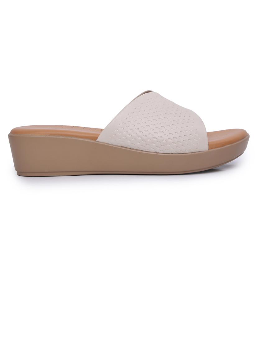 women cream textured slip on wedge - 21652930 - Standard Image - 2