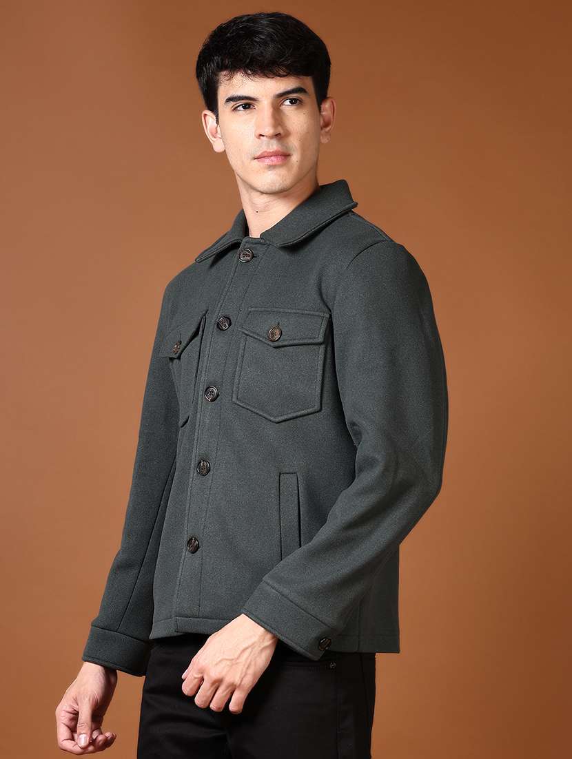 men solid long sleeve shacket - 21653122 -  Standard Image - 2