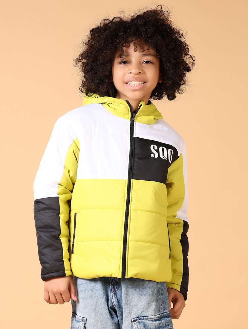 boys color block long sleeve quited jacket 