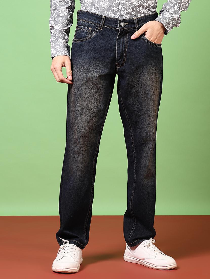 men solid mid rise baggy jean