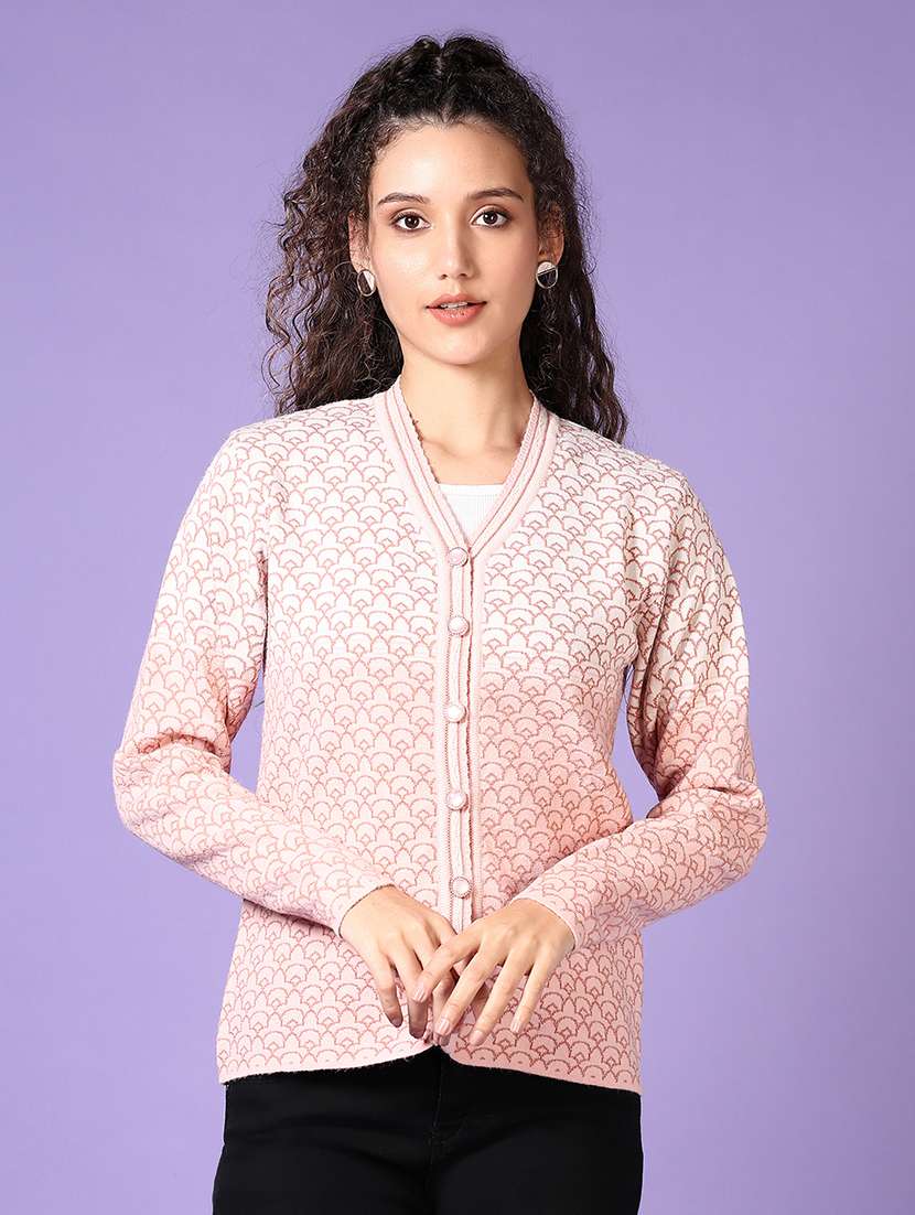 women self design long sleeve cardigan