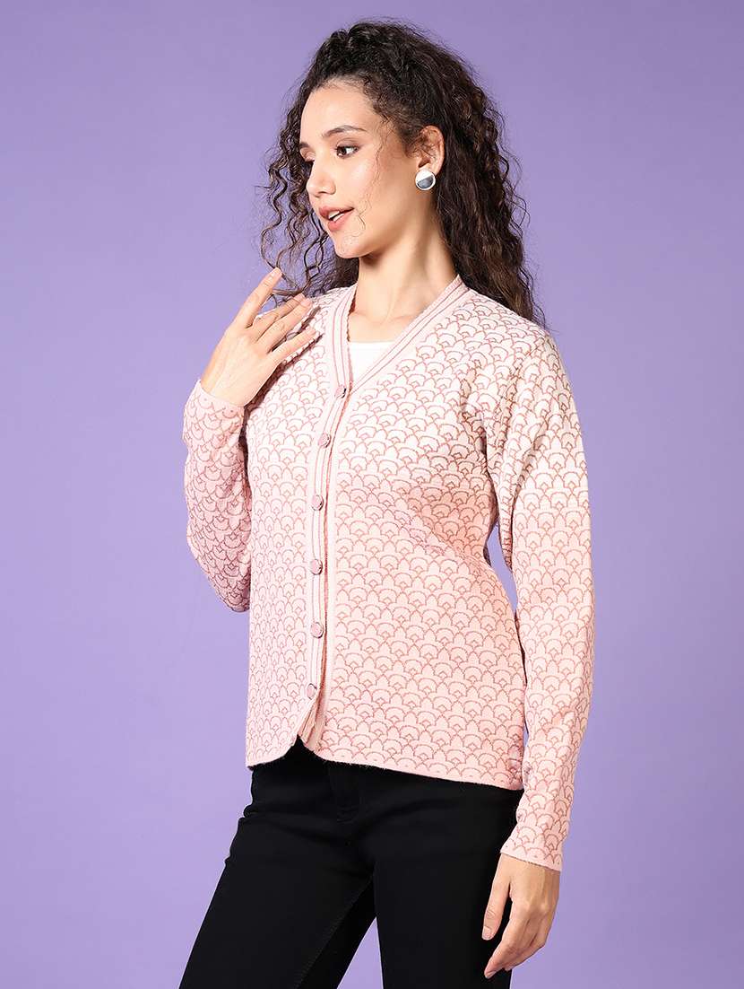 women self design long sleeve cardigan - 21653142 -  Standard Image - 2