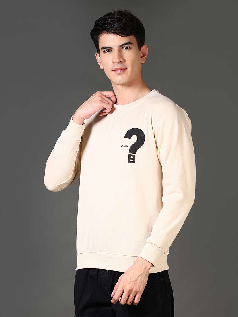off white cotton front print sweatshirt - 21653166 -  Standard Image - 2