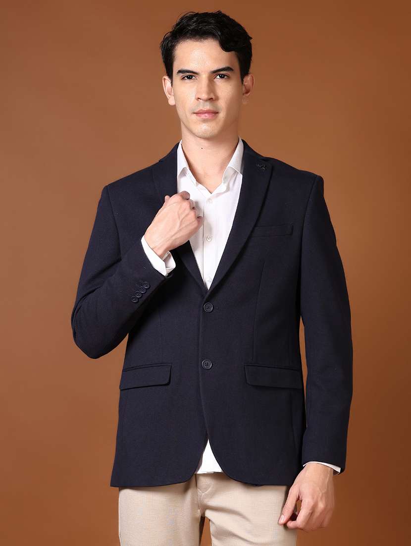 men solid long sleeve single breasted casual blazer