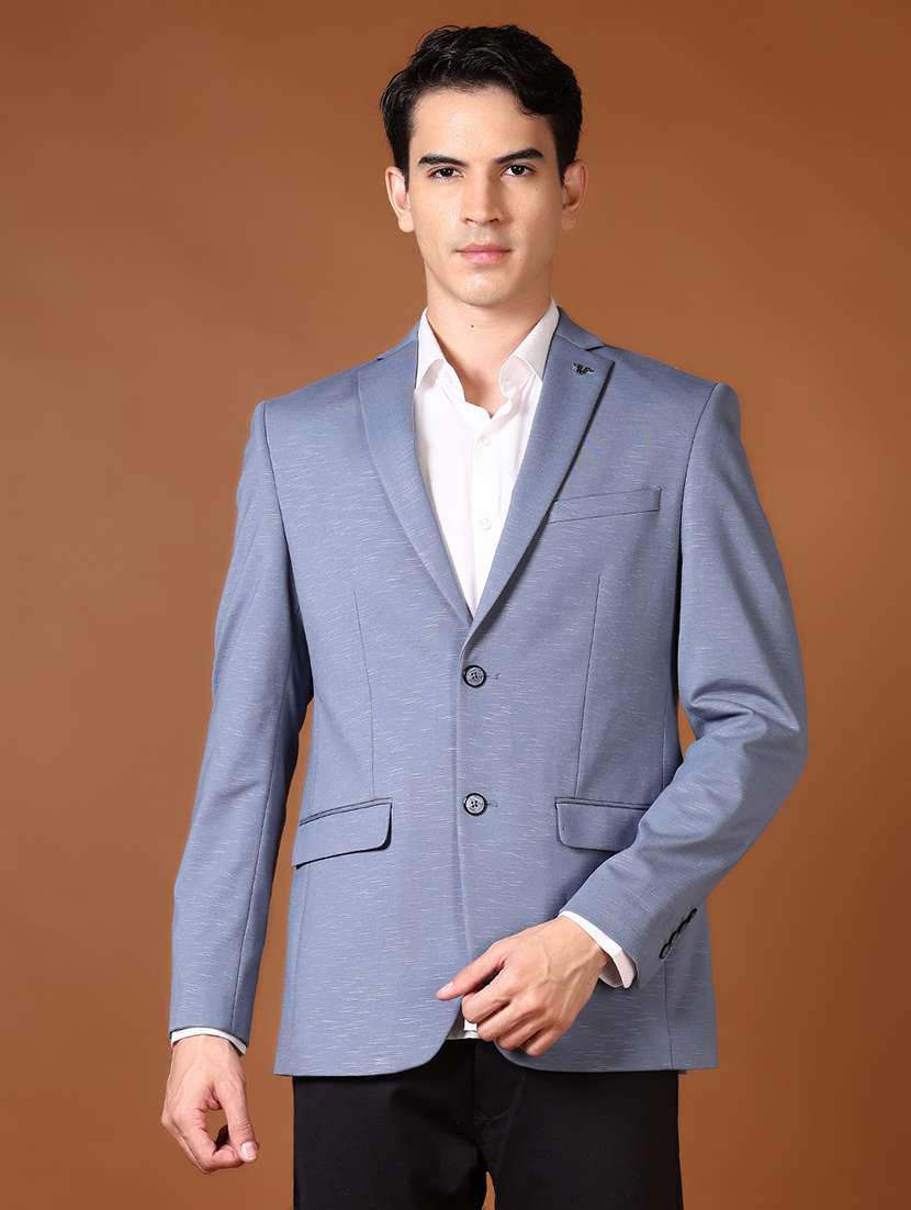 men solid long sleeve single breasted casual blazer