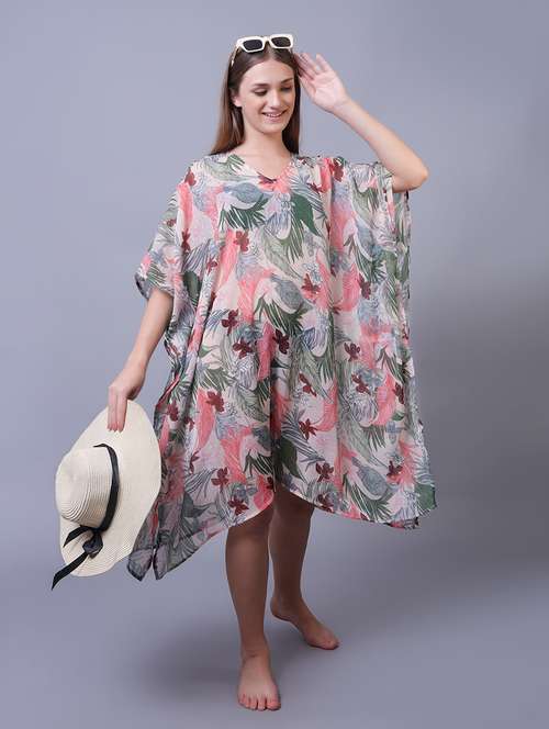 women tropical printed beach wear coverups - 21653415 -  Standard Image - 0