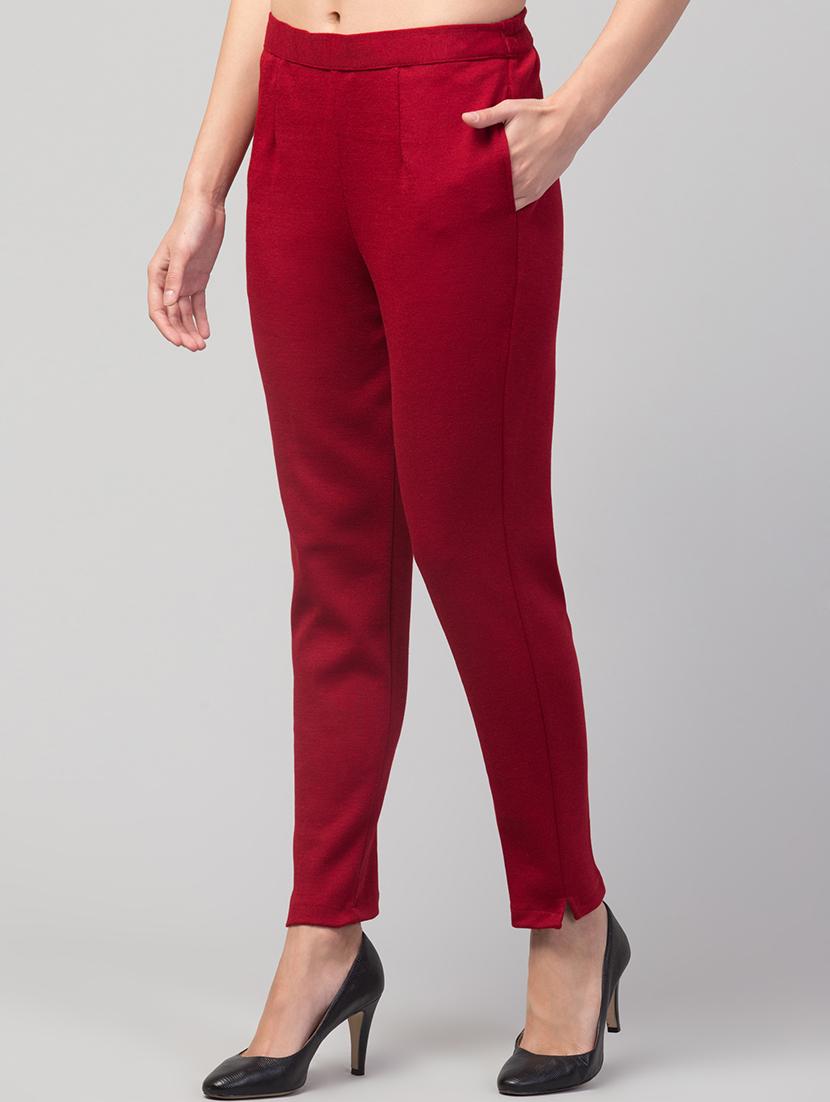 maroon wool trousers - 21659476 - Standard Image - 2