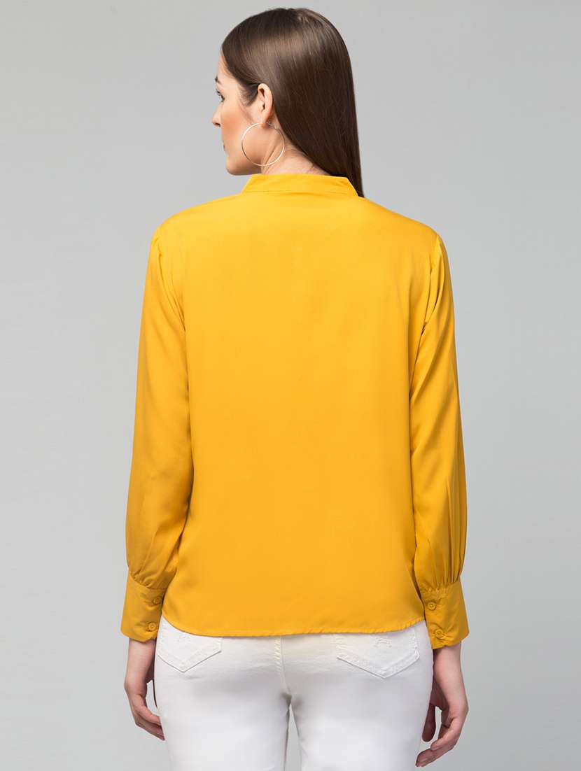 women mandarin neck solid regular shirt - 21659483 - Standard Image - 2