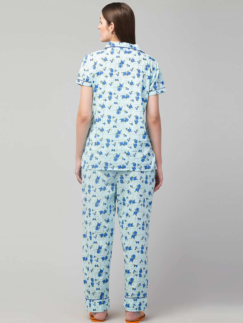 women printed short sleeves nightwear set - 21659494 - Standard Image - 2
