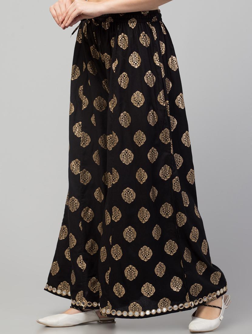 women mid rise printed flared palazzo - 21659540 - Standard Image - 2